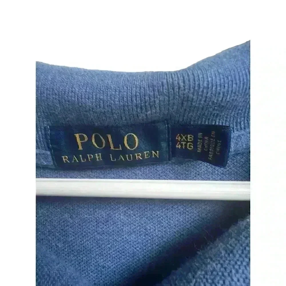 Polo Ralph Lauren Men's Heather Blue Short Sleeve Polo Red Embroidered Logo